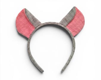 Mausohren für Kinder und Erwachsene Grau-Rosa-Maus Stirnband
