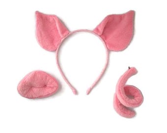 Cochon Ensemble Oreilles Queue Nez Enfants Adlts fit Bandeau Rose Costume De Fête Cosplay Facile à Porter