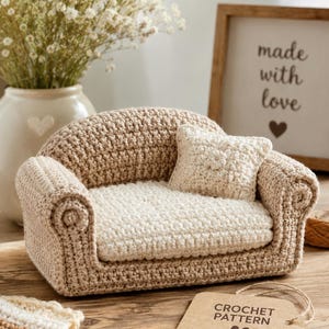 Crochet Cat Couch Pattern | Kitten Sofa, Pet Bed, Doll Furniture PDF