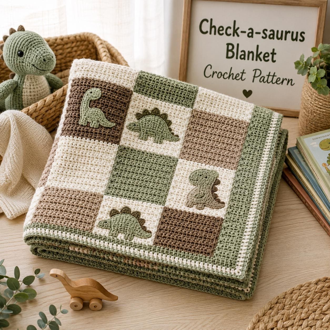 32 Checkerboard Crochet Patterns for Blankets, Bags, Garments, and Home Accents 26 Check-a-saurus Crochet Blanket