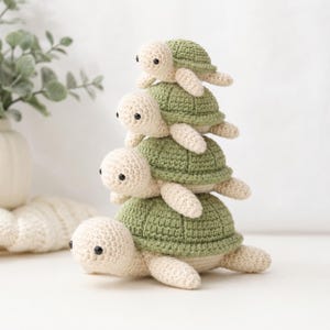 Virkat sköldpaddstornmönster, stapelbar amigurumi-leksak, plysch till barnrummet (PDF-mönster)