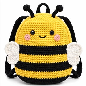 Bumble Bee Crochet Backpack Pattern PDF, Cute Bee Bag Crochet Pattern, Kids Crochet Backpack, Baby Toddler Bag, Digital Crochet Tutorial