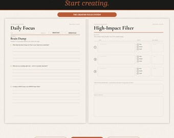 Creator Focus System Planner | Dagelijkse, wekelijkse en maandelijkse bundel (canvasjabloon)