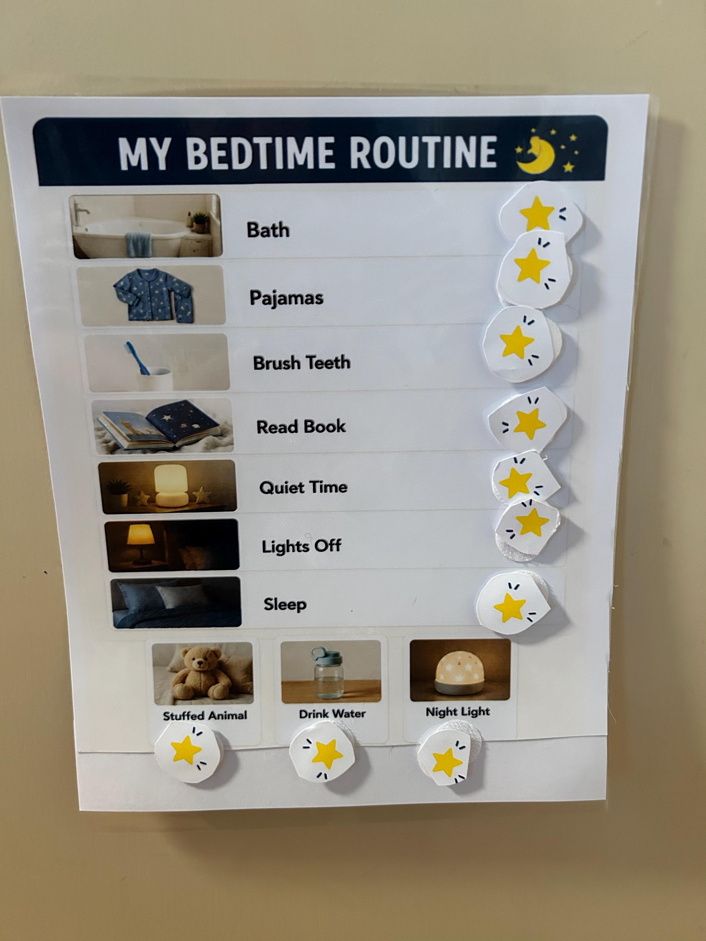 Bedtime Routine Visual Schedule Cards for Autism, ADHD Kids (printable ...