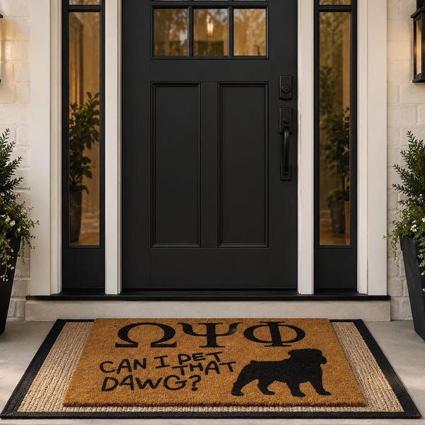 Can I Pet That Dawg? Omega Psi Phi 18x30 inch coir doormat