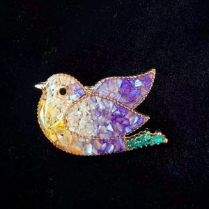 Handmade Mother of Pearl Bird Brooch, Chinese Luodian Shell Inlay Pin, Swallow Brooch, Art Deco Jewelry, Gift for Her