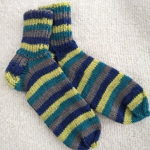 Striped socks, hand-knitted, unisex, booties
