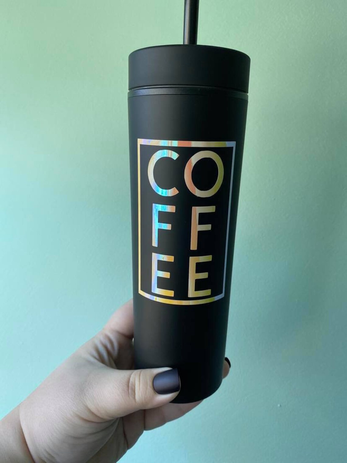 Coffee Tumbler 16oz Skinny Tumbler Black Matte Perfect Etsy