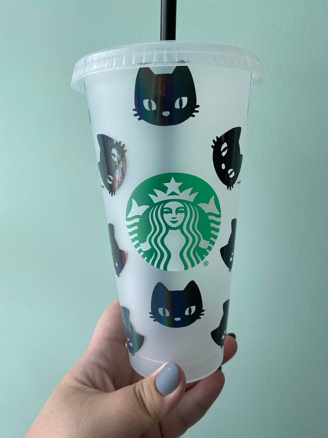 Black Cat Tumbler 24oz Starbucks Tumbler Perfect for Your Etsy UK