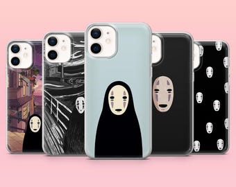No-Face Phone Case Spirited Away Cover for iPhone 17e, 17Pro, 16e, 15, 14, 13, 12, Samsung S26Ultra, S25, A56, A16, Pixel 10A, 10Pro, 9A
