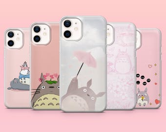 Totoro Phone Case Pink Ghibli Cover for iPhone 17e, 17Pro, 16e, 15, 14, 13, 12, Samsung S26Ultra, S25, A56, A16, Pixel 10A, 10Pro, 9A