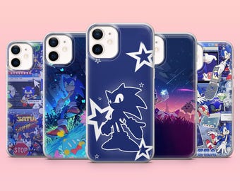 Retro Sonic Phone Case Blue Hedgehog Cover for iPhone 17e, 17Pro, 16e, 15, 14, 13, 12, Samsung S26Ultra, S25, A56, A16, Pixel 10A, 10Pro, 9A