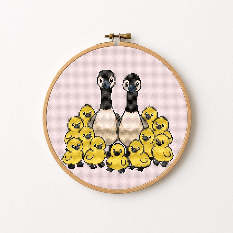 Canada Geese Family Cross Stitch Pattern, Goslings, Beginner Bird Chart ...