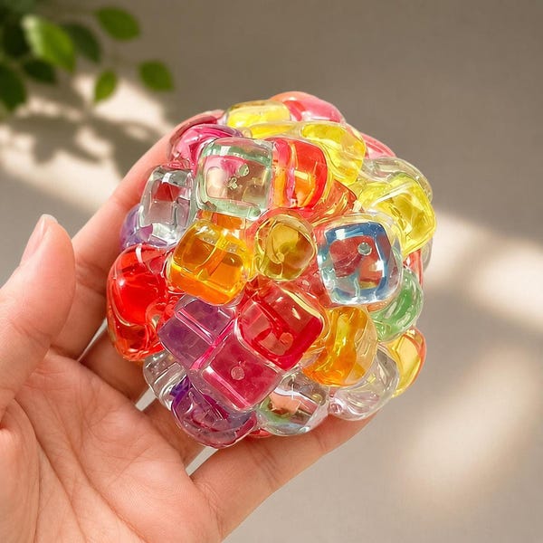 Ice Bead Squishy Stress Ball, Colorful Sensory Squeeze Toy for Calming Relief