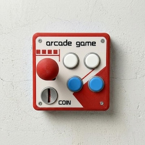 Arcade Light Switch Cover | Retro 3D Printed Joystick Decor for Gamers | Gamer Room Wall Art, Wood Slat Panel Accessory, Unique UK Gift
