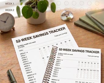 52 Week Savings Challenge Printable | Budget Tracker | Instant Download | True North Plan Design