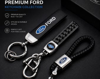 Ford Metal Braided Leather Keychain | Car Key Holder Accessories