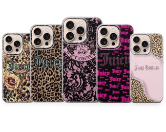 Custodia per telefono Juicy Couture, elegante e femminile, cover di lusso per iPhone 17e, 17Pro, 16e, 15, 14, 13, 12, Samsung S26, S25, A17, A57, Pixel 10Pro, 9A