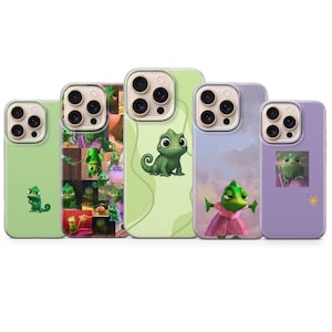 Pascal Tangled Telefonskal Kameleontgrönt Fodral för iPhone 17e, 17Pro, 16e, 15, 14, 13, 12, Samsung S26, S25, A17, A57, Pixel 10Pro, 9A