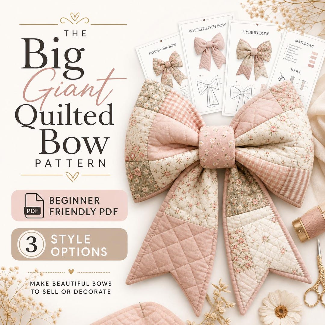 Bowt Pattern Giant Quilted Bow Sewing Pattern, Beginner Friendly PDF, 3 Style ...