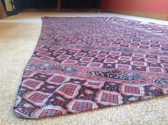 Silk Scarf, Large Rectangular, Block Printed, Mad… - image 2