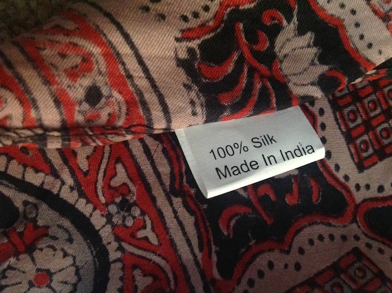 Silk Scarf, Large Rectangular, Block Printed, Mad… - image 7