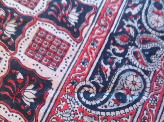 Silk Scarf, Large Rectangular, Block Printed, Mad… - image 8