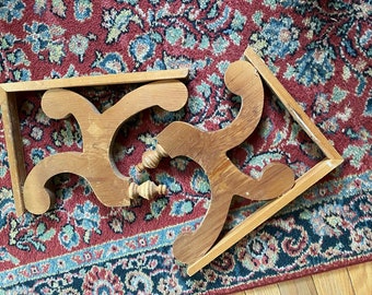 Pair Architectural Salvage Brackets, Interior Scrollwork, Scroll Work, Stained Wood, Matching