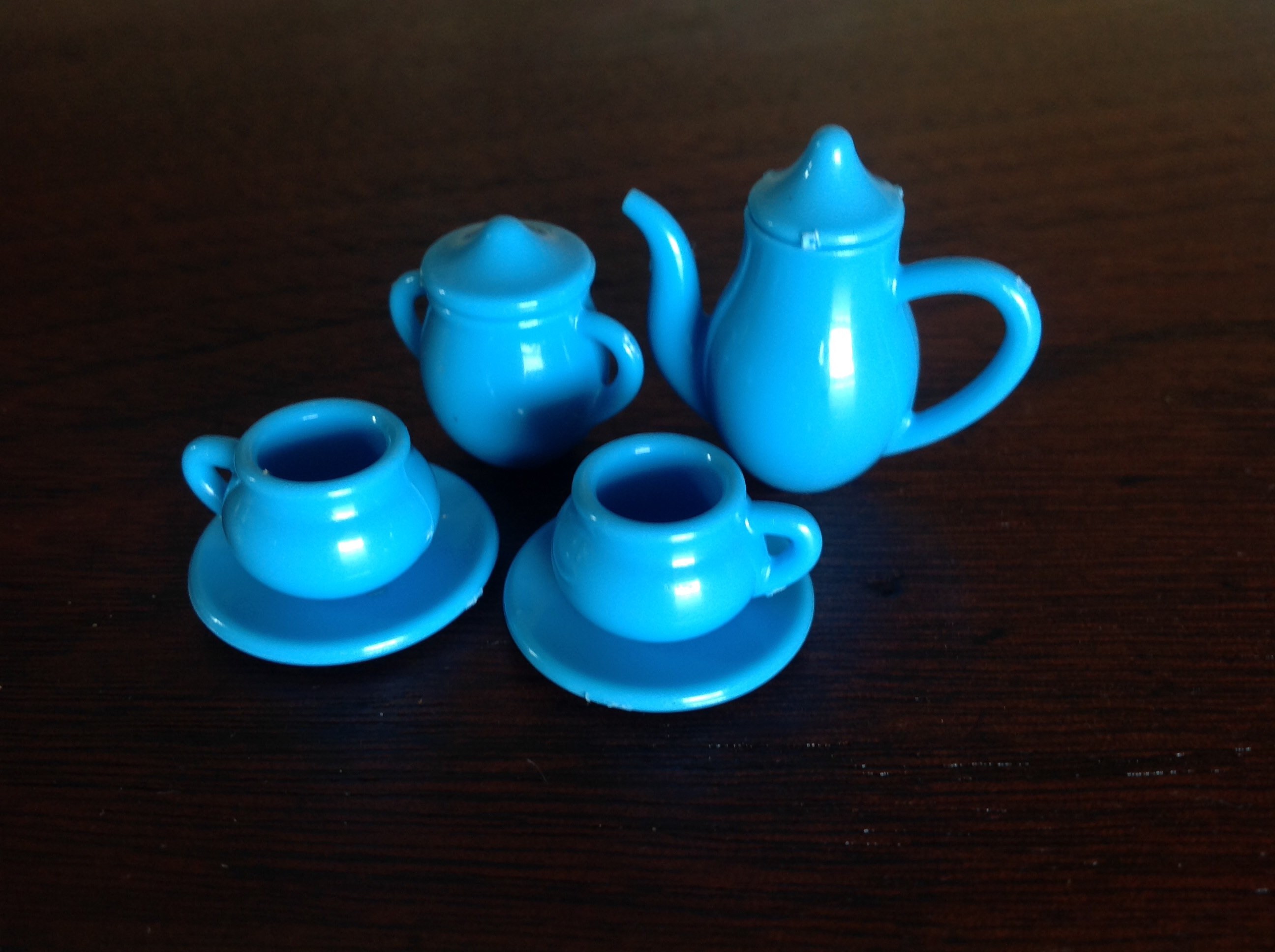 Blue Plastic Dollhouse Tea set Teapot lot with sugar bowl Etsy