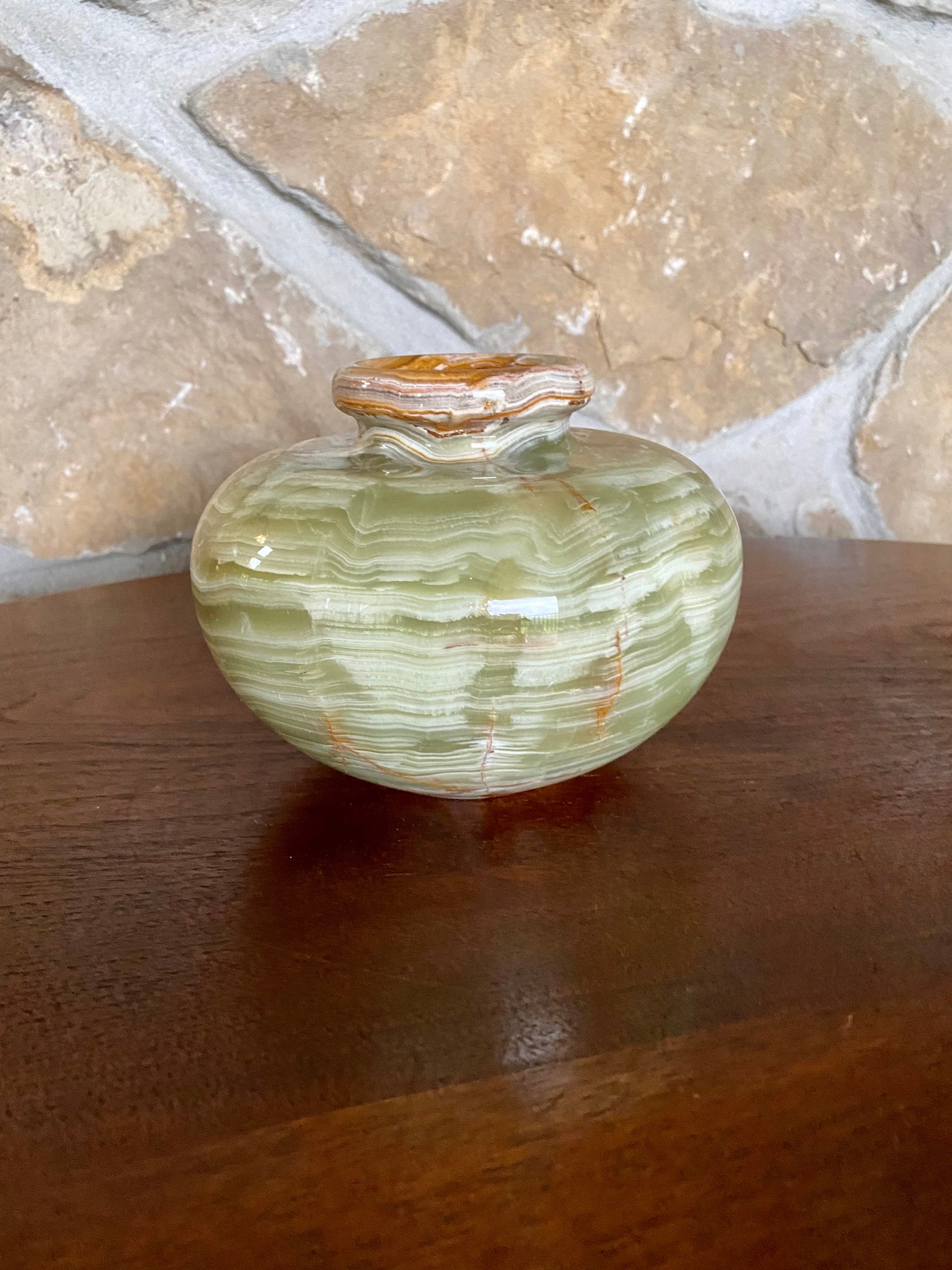 Green Alabaster Stone Vase Etsy