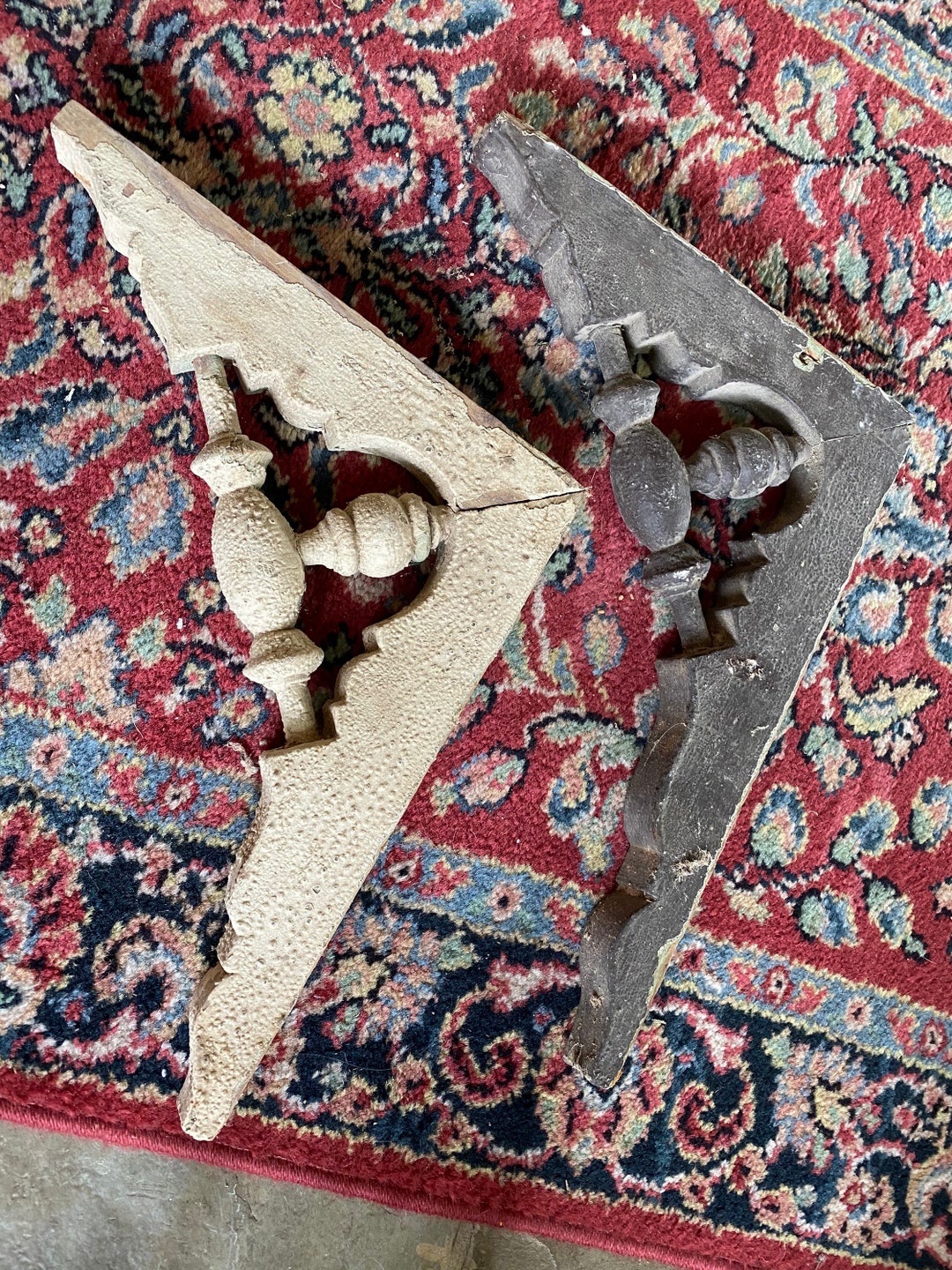 Pair Eave Brackets, Wooden Architectural Salvage, Victorian Porch