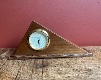 Working Schlabaugh & Sons Miniature Clock, Modern Handcrafted Wood Desk/ Table/ Shelf Clock, Mini Mod, Office Accessory, BJD