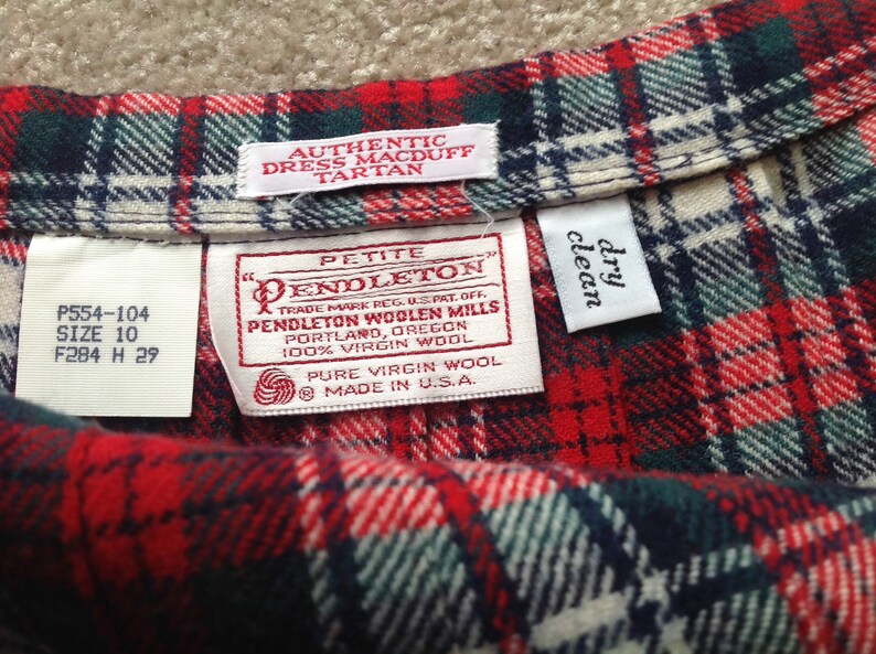 Pendleton Wool pleated plaid skirt Green Red Clan Macduff | Etsy