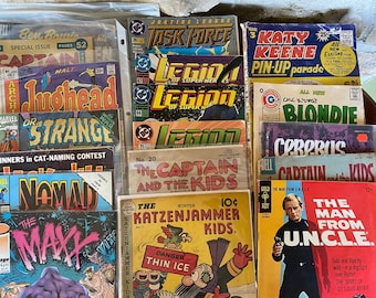 18 Vintage Comics and Periodicals, Mixed Lot, Superhero, Spy, 1948-1995, Marvel, DC, Gold Key,Dell, Archie