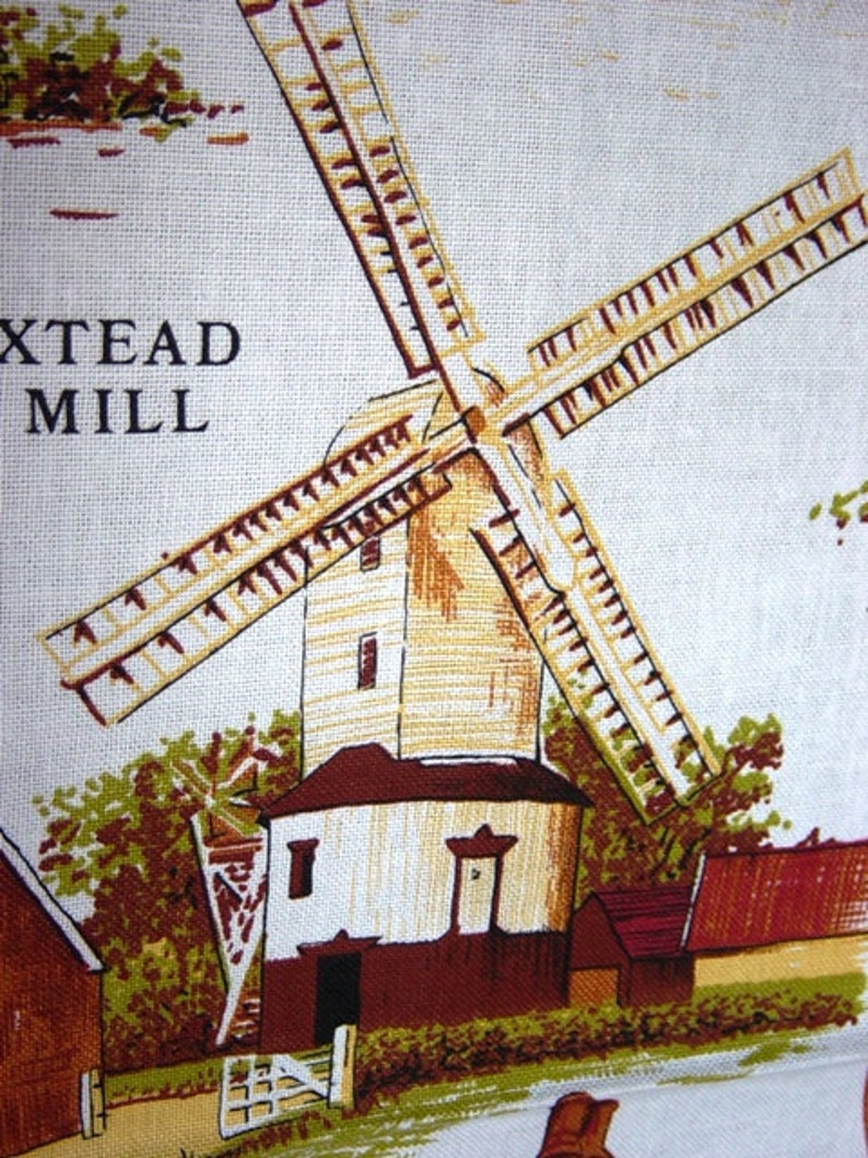 Sufflok Historical Sites, Mills, and Buildings, Cotton TeaTowel, Made in Britain, Architectural, Historical, Mint, designed by Clive Mayor image 3