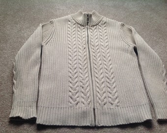 Lands\u2019 End Cardigan white-black abstract pattern casual look Fashion Knitwear Knitted Jackets Lands’ End 