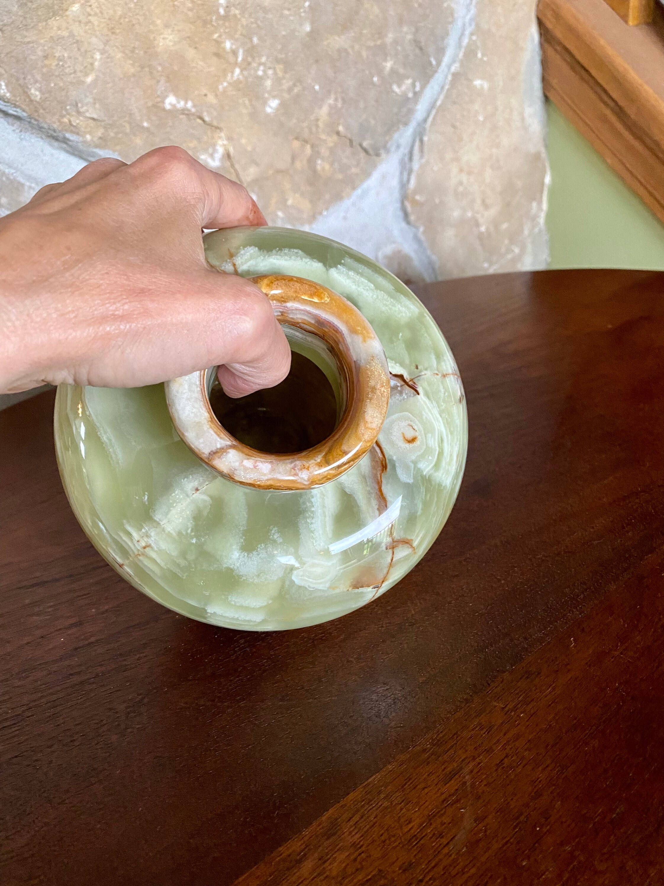 Green Alabaster Stone Vase Etsy