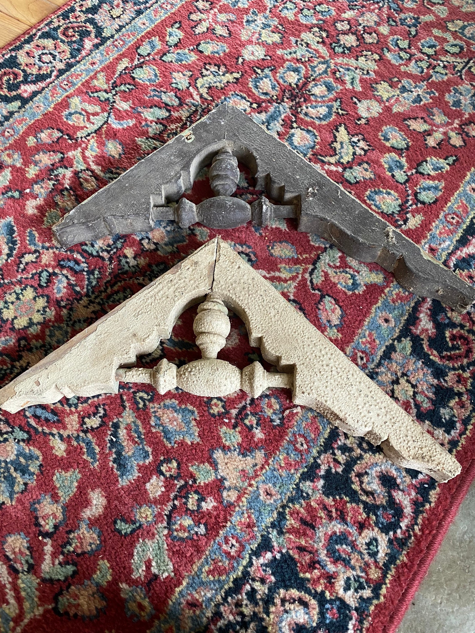Pair Eave Brackets, Wooden Architectural Salvage, Victorian Porch