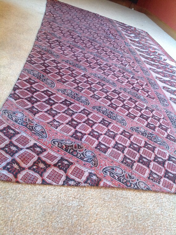 Silk Scarf, Large Rectangular, Block Printed, Mad… - image 4