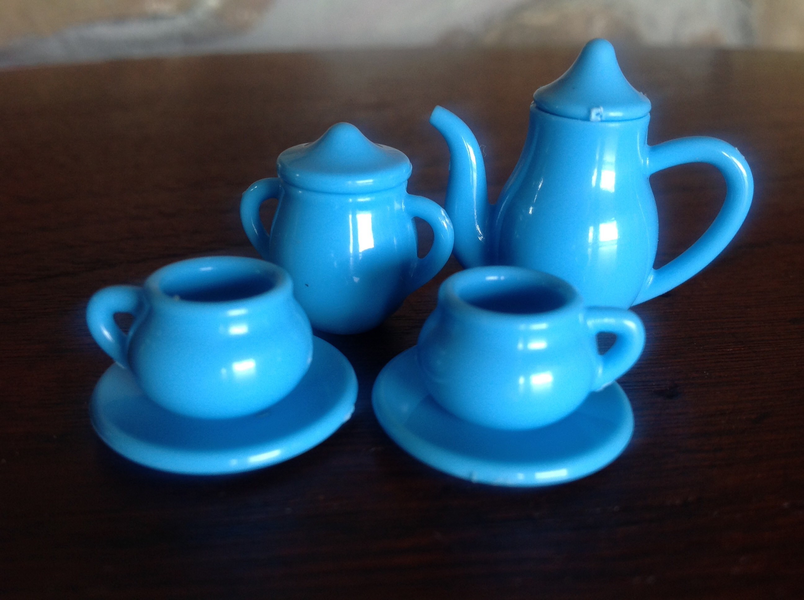 Blue Plastic Dollhouse Tea set Teapot lot with sugar bowl Etsy