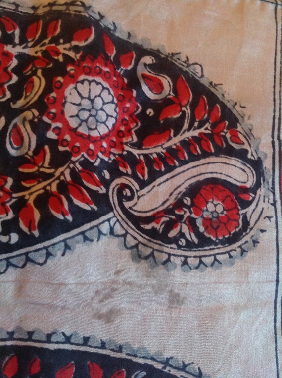 Silk Scarf, Large Rectangular, Block Printed, Mad… - image 5