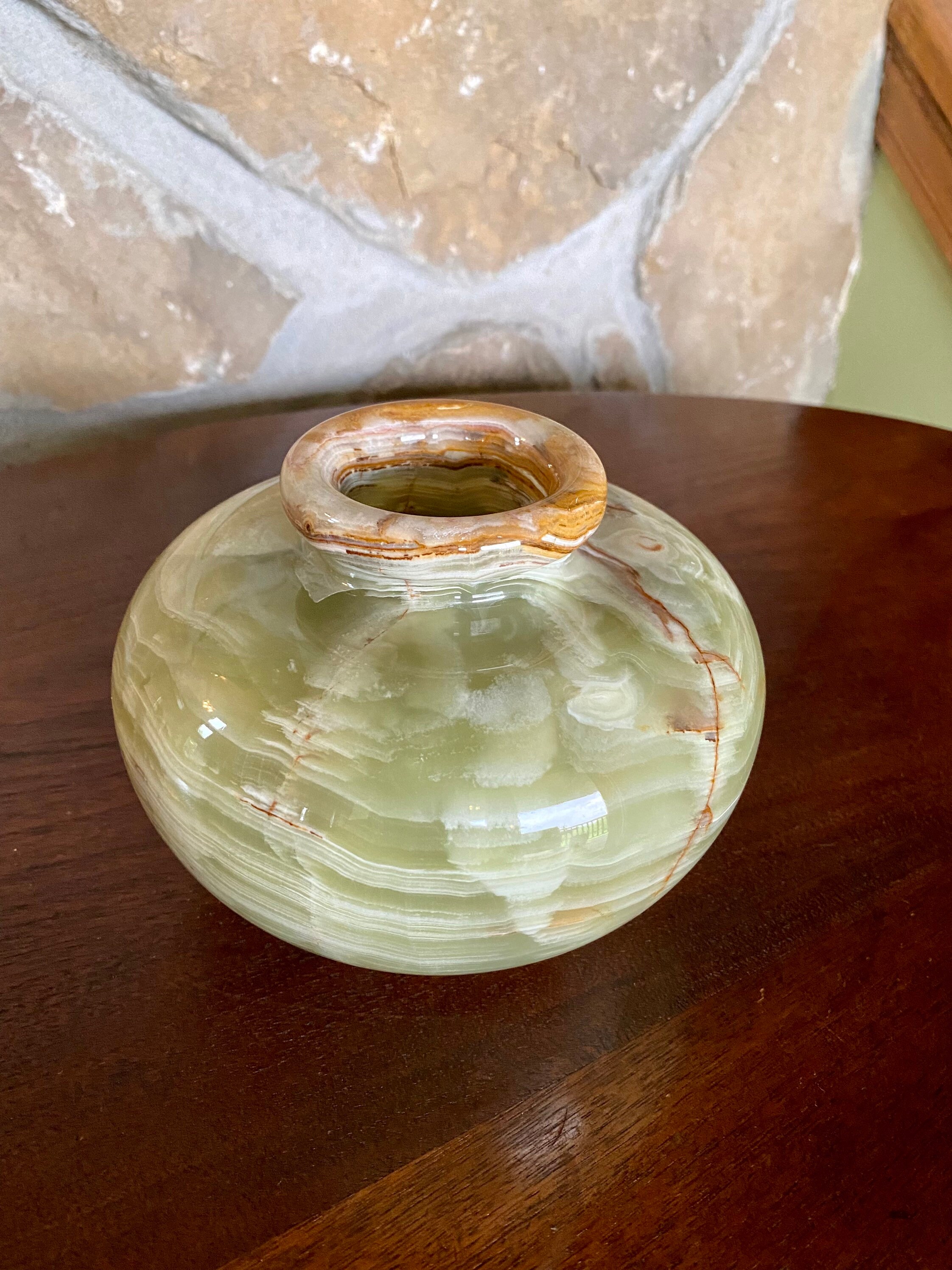 Green Alabaster Stone Vase Etsy UK