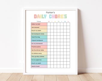 Tabla de tareas infantiles editable / Planificador de tareas diarias imprimible / Lista de responsabilidades en PDF (Descarga digital)