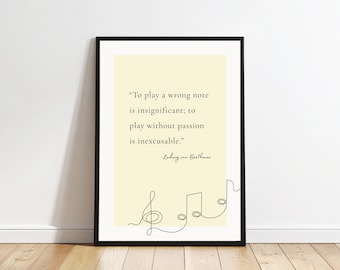 Póster decorativo con cita inspiradora sobre música para estudios de música y aulas (descarga digital)