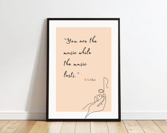 Póster decorativo con cita inspiradora sobre música para estudios de música y aulas (descarga digital)