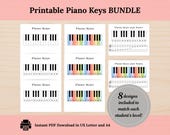 Piano Keys Printable, Music Theory Worksheet, Keyboard Notes Chart, Piano Poster (Digital Download)