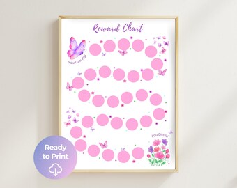 Schmetterling Belohnungskarte für Kinder | Rosa und Lila Behavior Tracker | Strickbild für Kindergartenkind