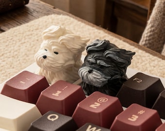 Handcrafted Puppy Keycap | Schnauzer | Creative Desktop Decor | 1U