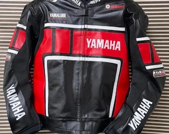 Yamaha Motorcycle Leather Jacket | Cowhide Biker Jacket with CE Armour | Racing Motorbike Jacket | Men’s Protective Riding Gear