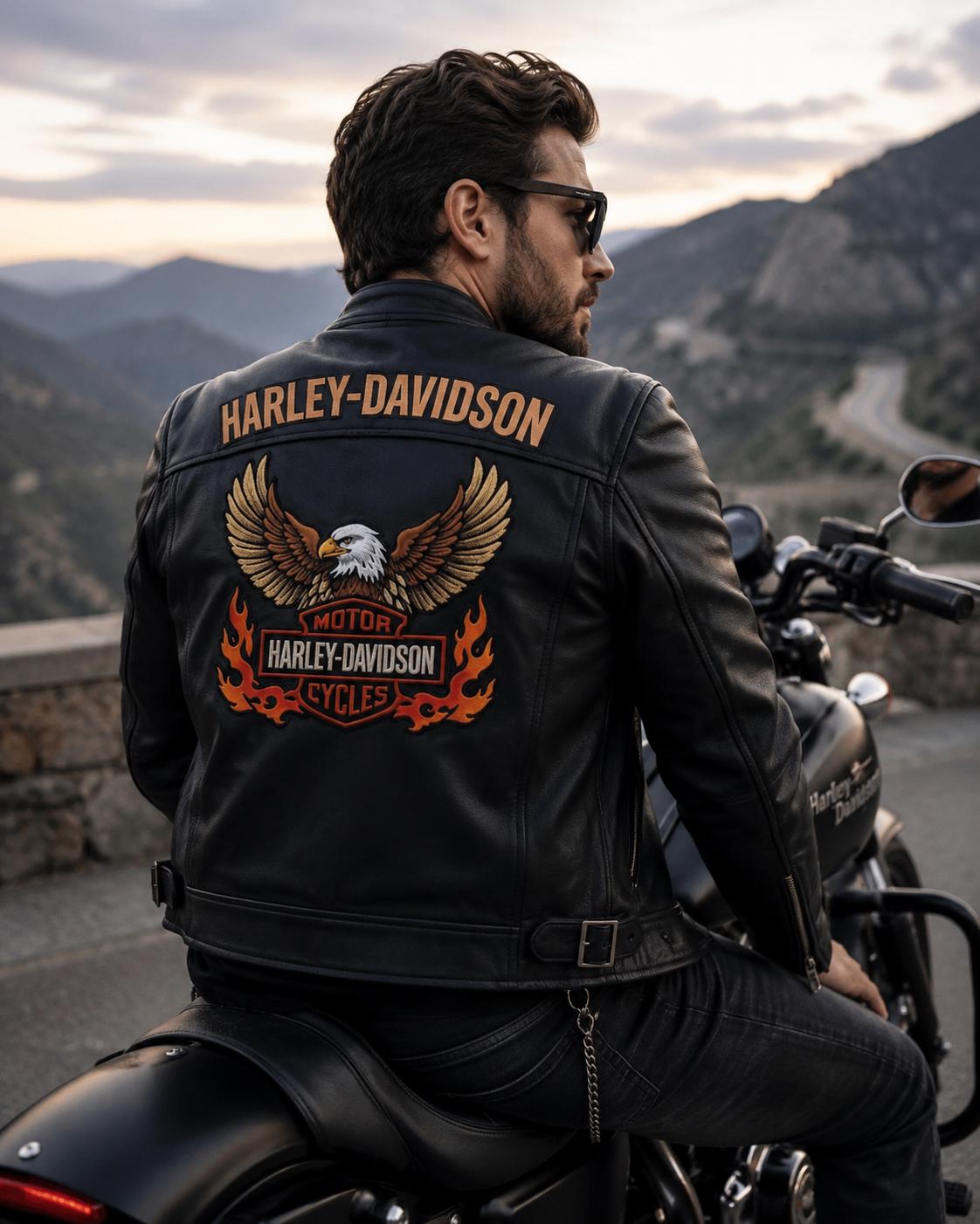 Harley Davidson Leather Flames Jacket - Etsy